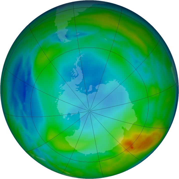 Antarctic ozone map for 18 June 2007